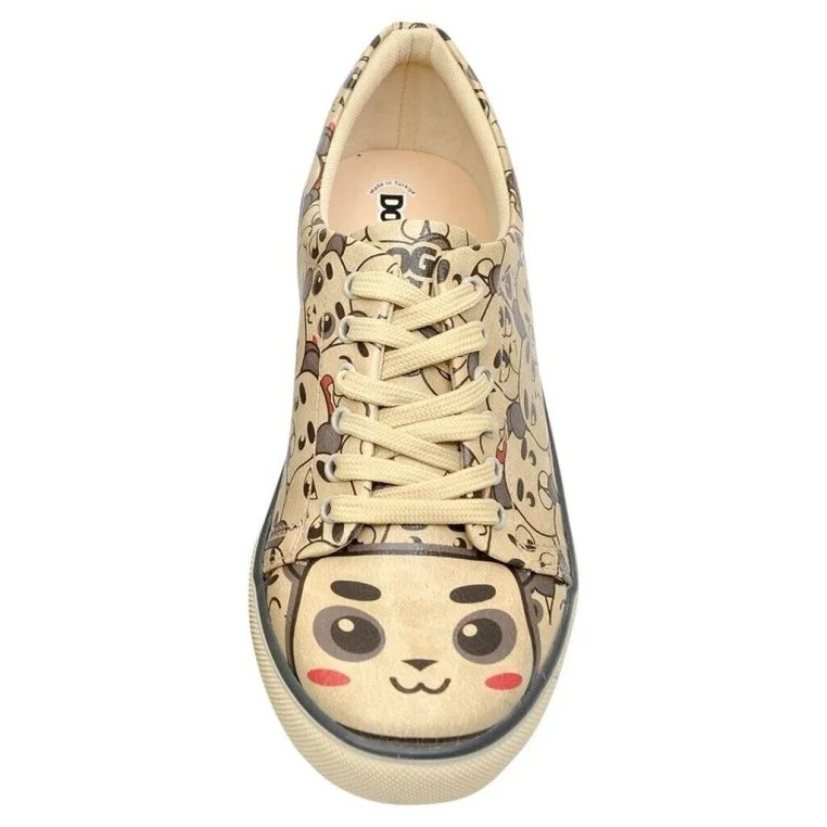 Women Vegan Leather Beige Sneakers - Hug Me Design