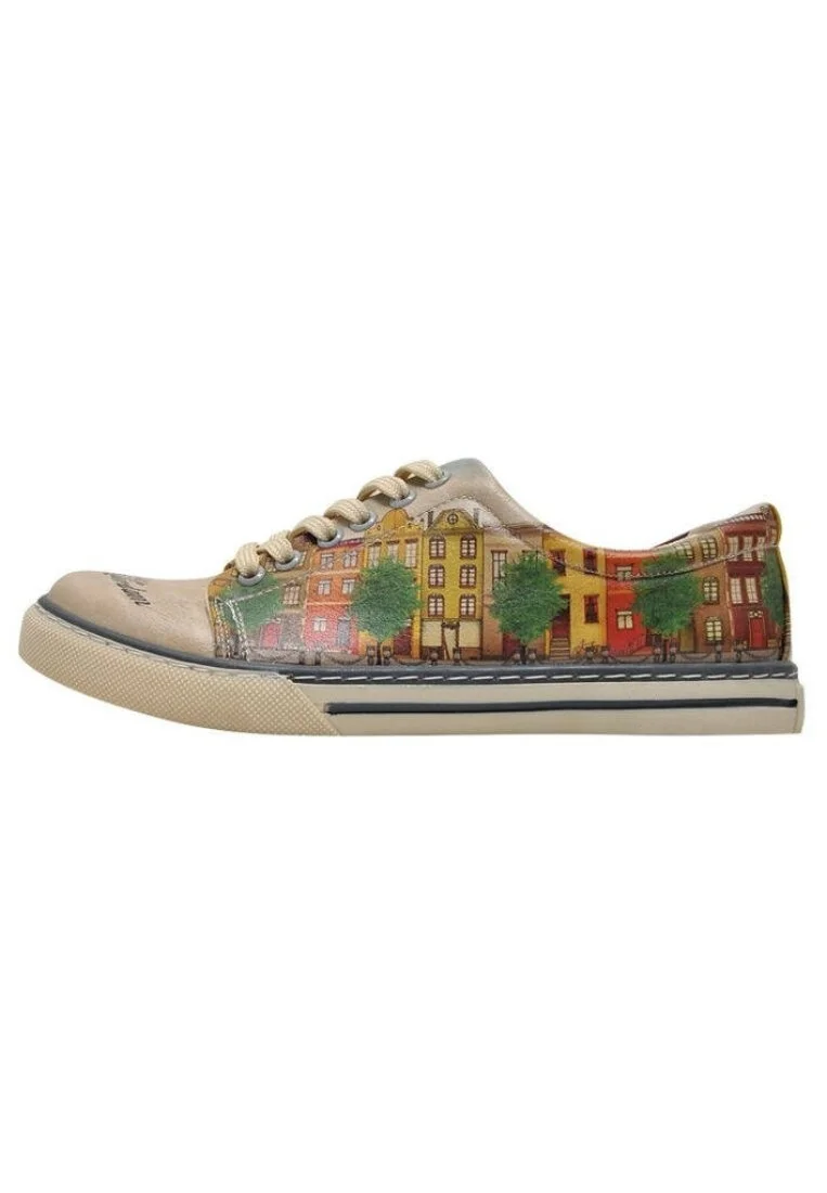 Women Vegan Leather Beige Sneakers - Lost in Amsterdam Design