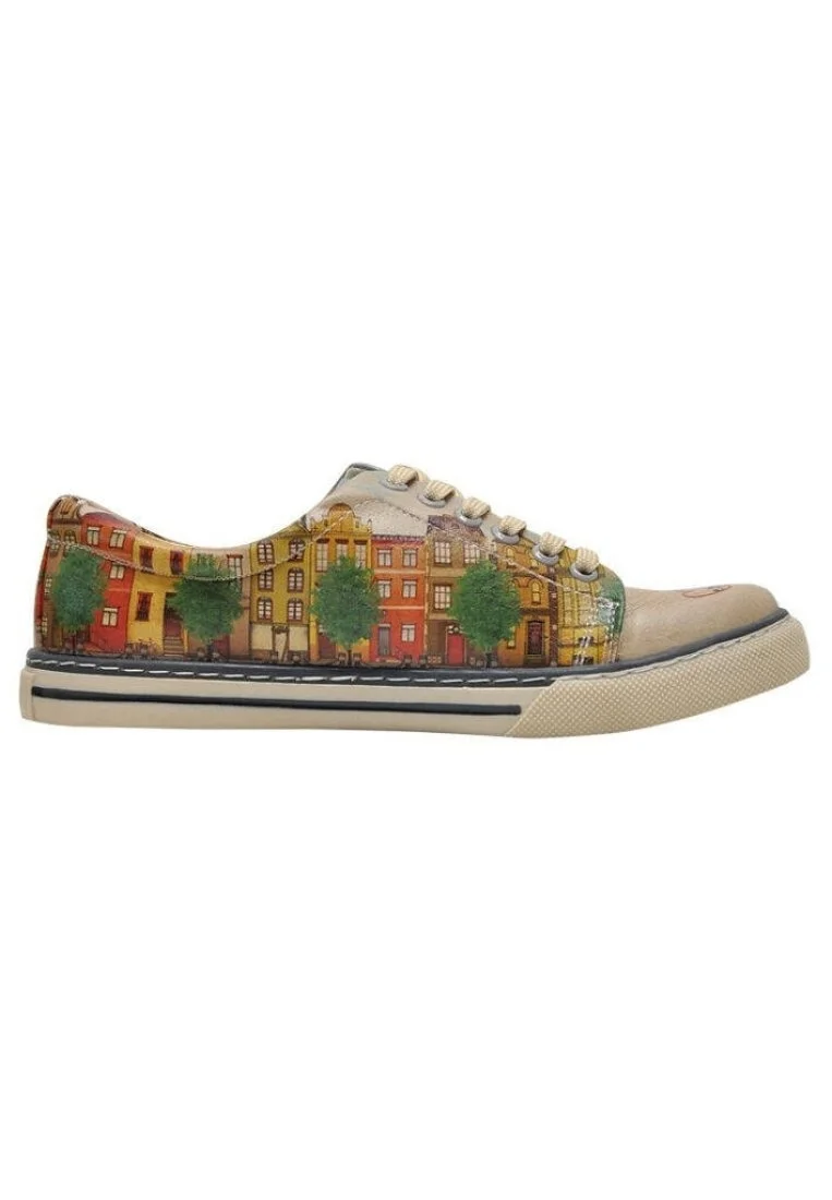 Women Vegan Leather Beige Sneakers - Lost in Amsterdam Design