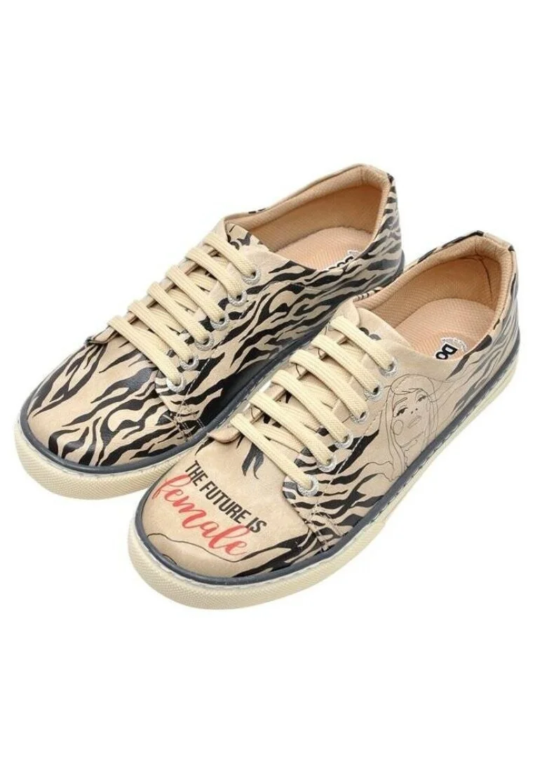 Women Vegan Leather Beige Sneakers - The Future is Female Design