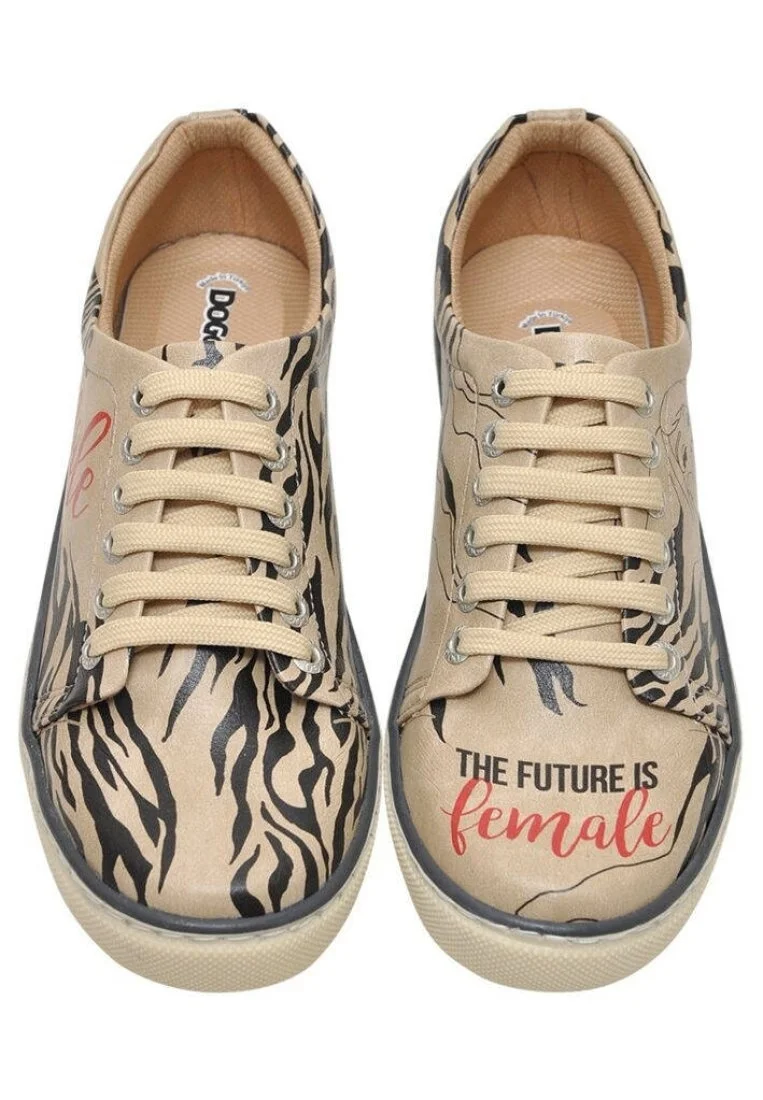 Women Vegan Leather Beige Sneakers - The Future is Female Design