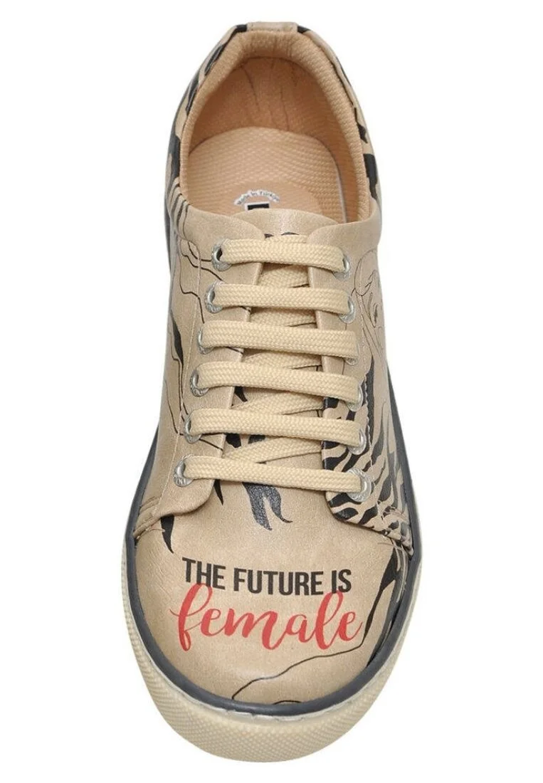 Women Vegan Leather Beige Sneakers - The Future is Female Design
