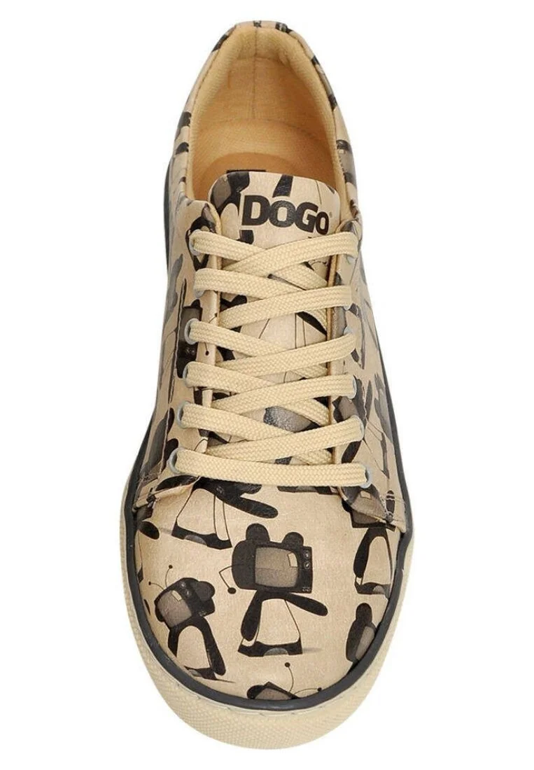 Women Vegan Leather Beige Sneakers - Tv Show White Design
