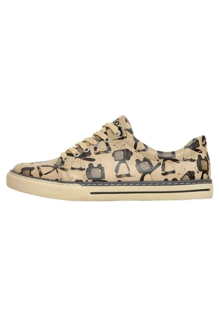 Women Vegan Leather Beige Sneakers - Tv Show White Design