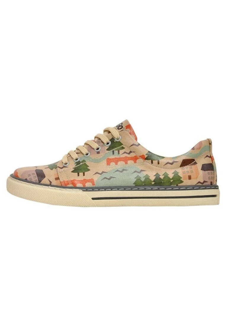 Women Vegan Leather Beige Sneakers - A Happy Land Design