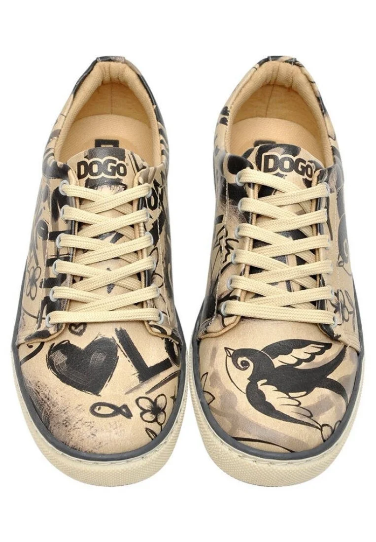 Women Vegan Leather Beige Sneakers - Sketch Design