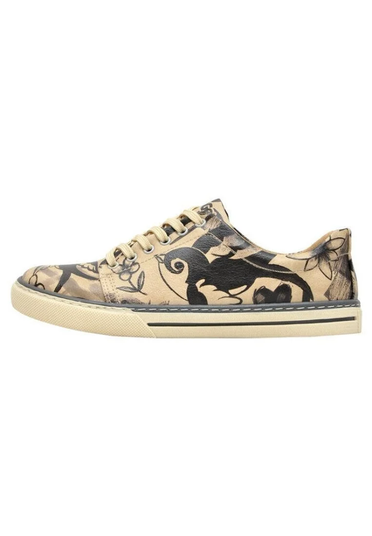 Women Vegan Leather Beige Sneakers - Sketch Design