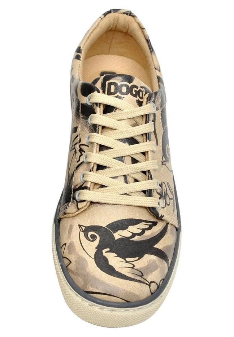 Women Vegan Leather Beige Sneakers - Sketch Design