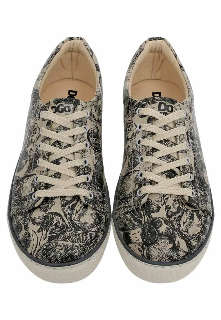 Men Vegan Leather Beige Sneakers - The Life Of Dogs Design