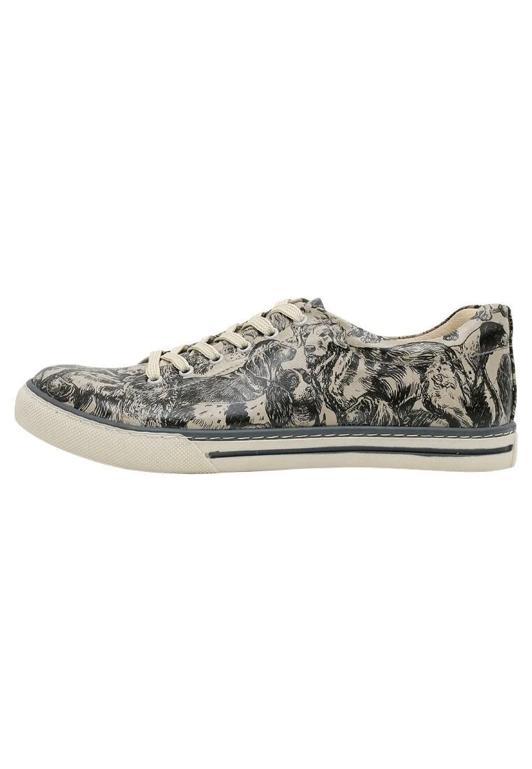 Men Vegan Leather Beige Sneakers - The Life Of Dogs Design
