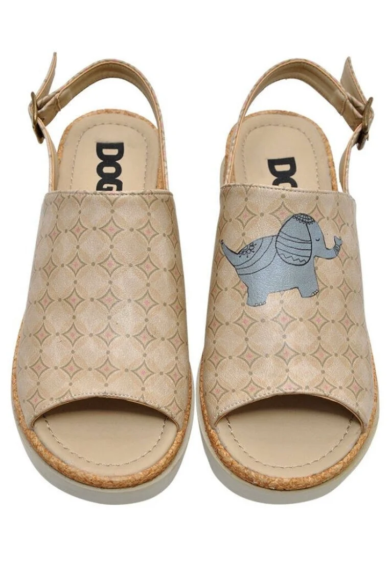 Women Vegan Leather Beige Wedge Sandals - Luck Design