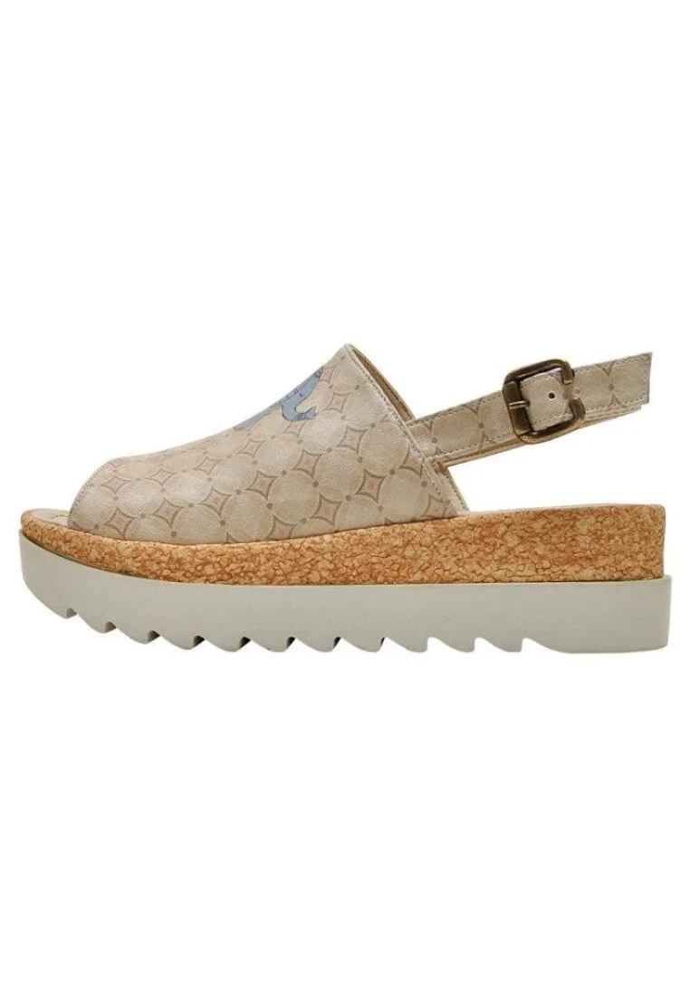 Women Vegan Leather Beige Wedge Sandals - Luck Design