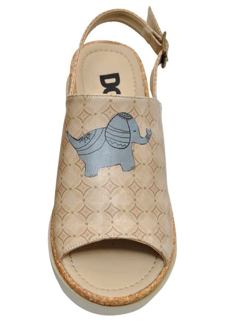Women Vegan Leather Beige Wedge Sandals - Luck Design