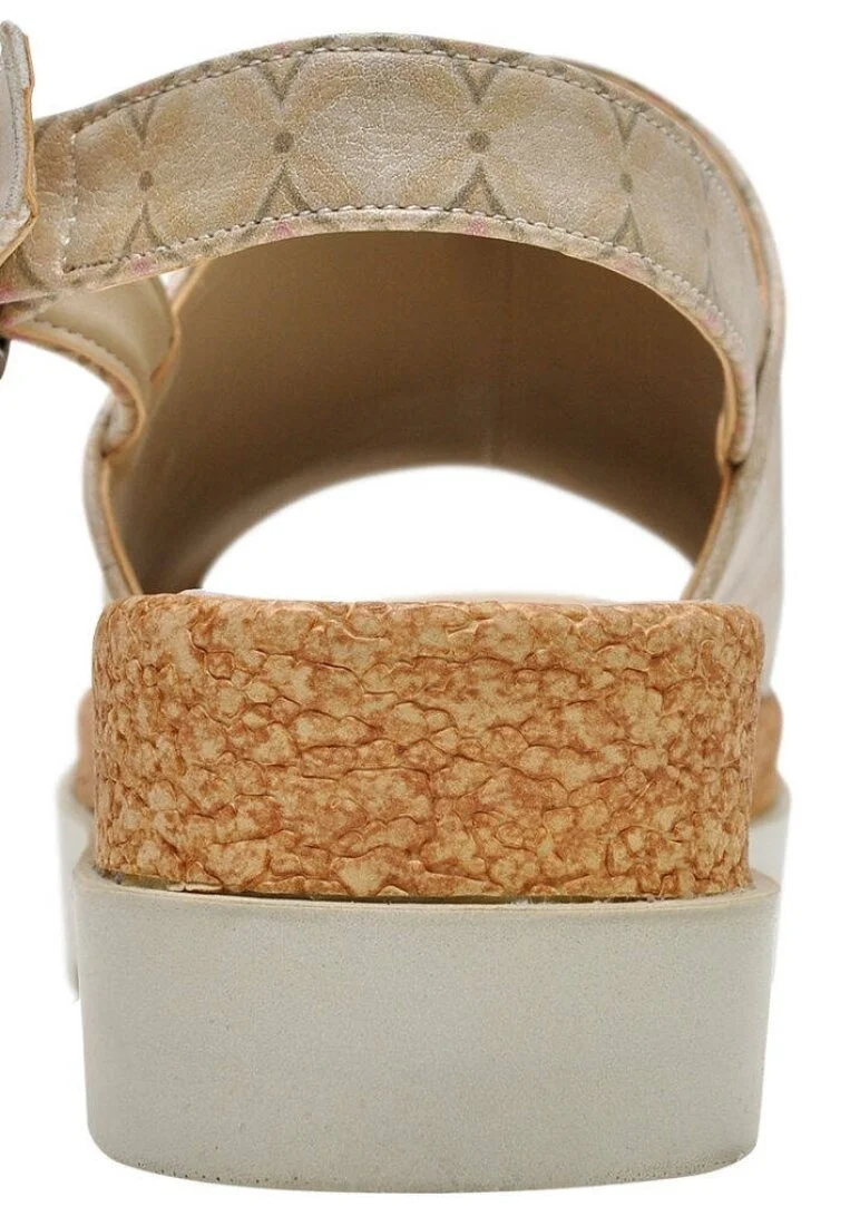 Women Vegan Leather Beige Wedge Sandals - Luck Design