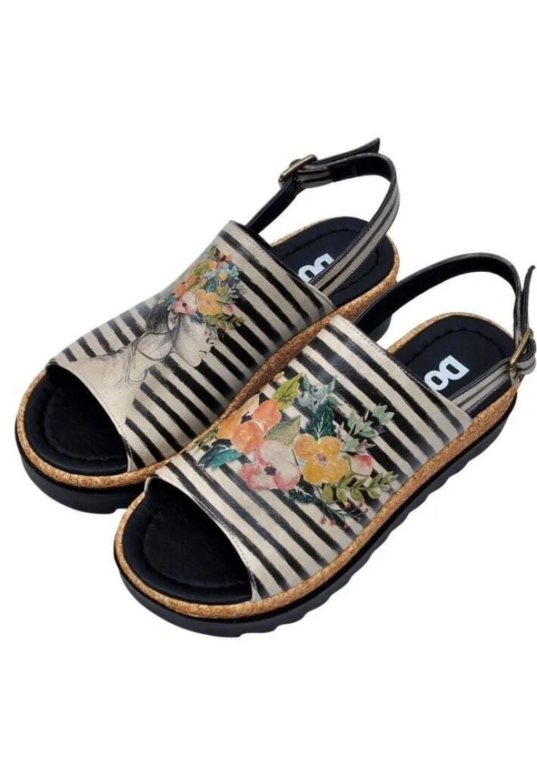 Women Vegan Leather Beige Wedge Sandals - Dreamer Design