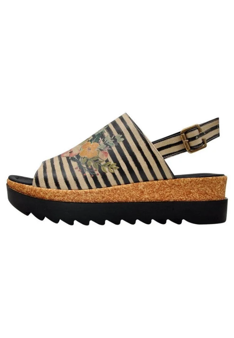 Women Vegan Leather Beige Wedge Sandals - Dreamer Design
