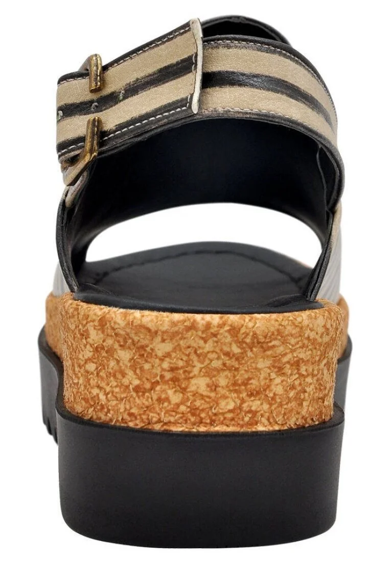 Women Vegan Leather Beige Wedge Sandals - Dreamer Design