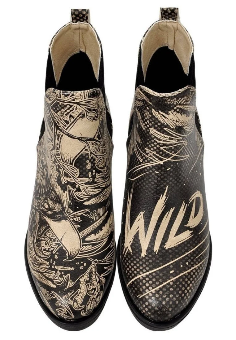 Women Vegan Leather Black Ankle Boots - Wild Design