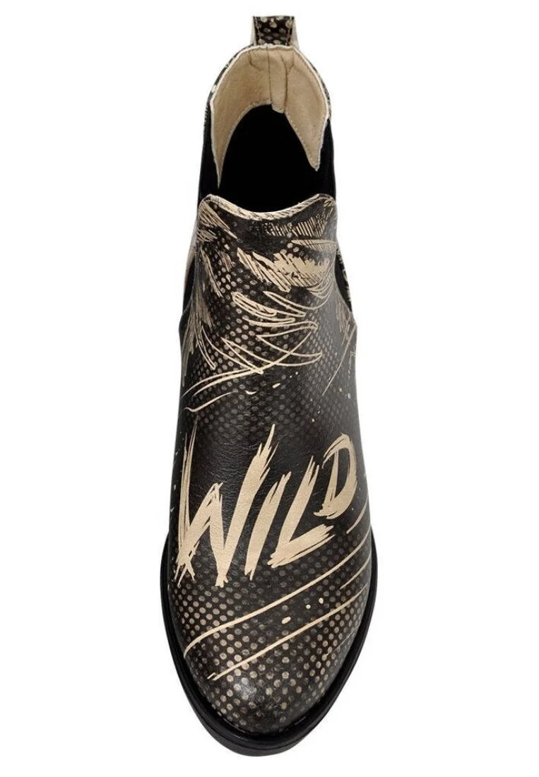 Women Vegan Leather Black Ankle Boots - Wild Design