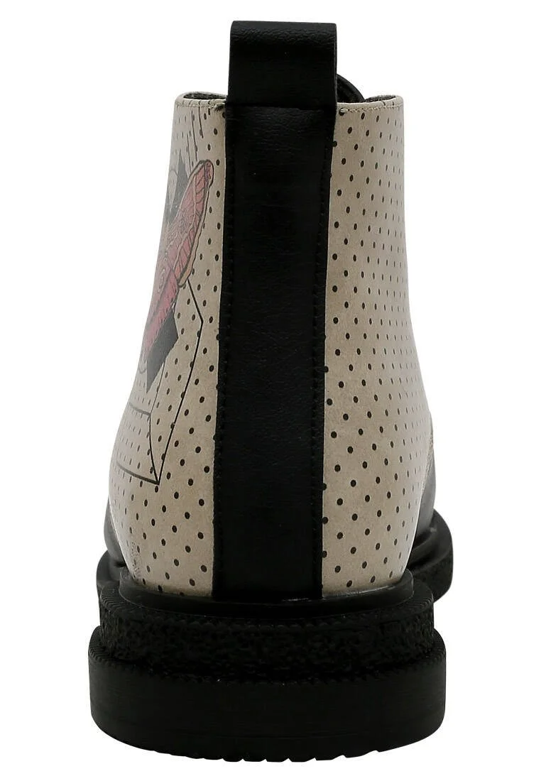 Women Vegan Leather Black Ankle Boots - Minima Butterfly Design