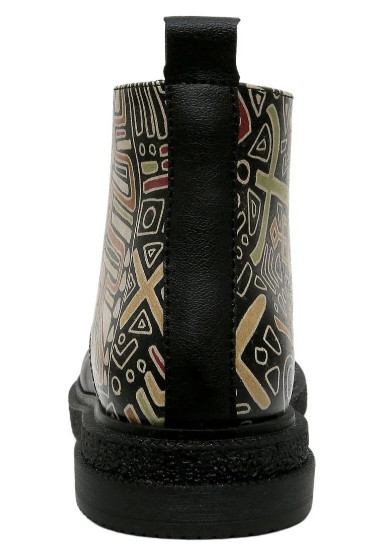 Women Vegan Leather Black Ankle Boots - Good Fortune Black Design