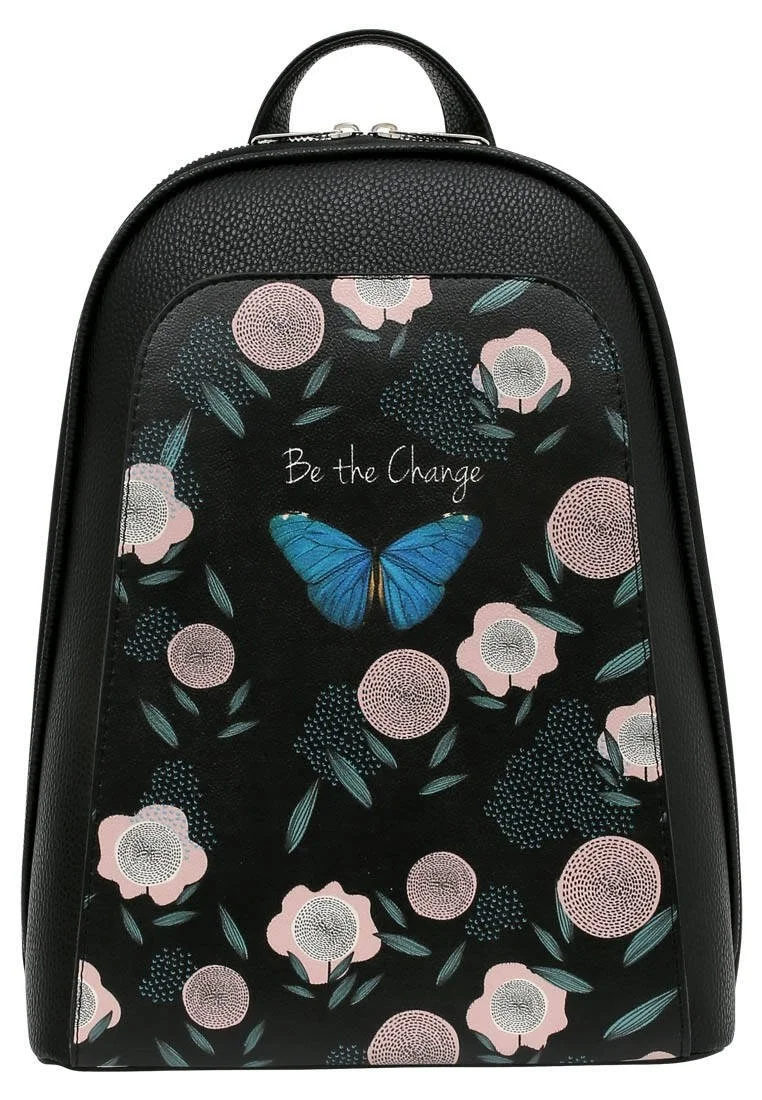 Women Vegan Leather Black Backpack - Be The Change Design