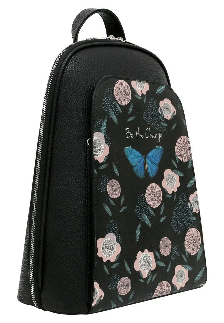 Women Vegan Leather Black Backpack - Be The Change Design