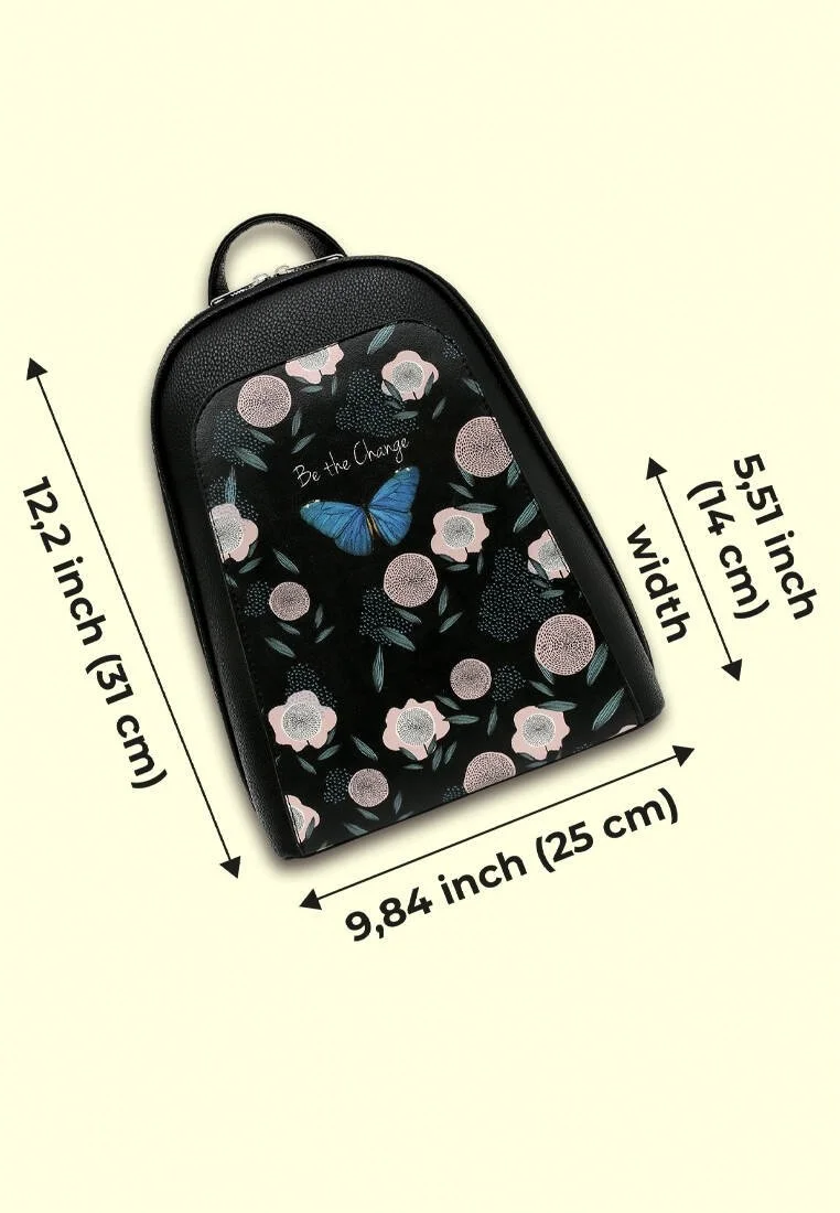 Women Vegan Leather Black Backpack - Be The Change Design