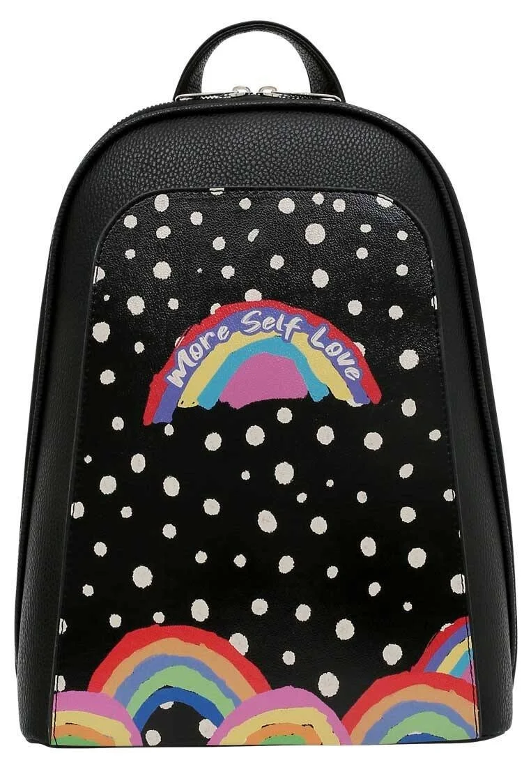 Women Vegan Leather Black Backpack - More Self Love Design