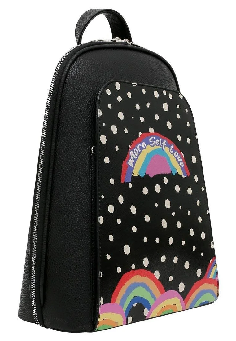 Women Vegan Leather Black Backpack - More Self Love Design