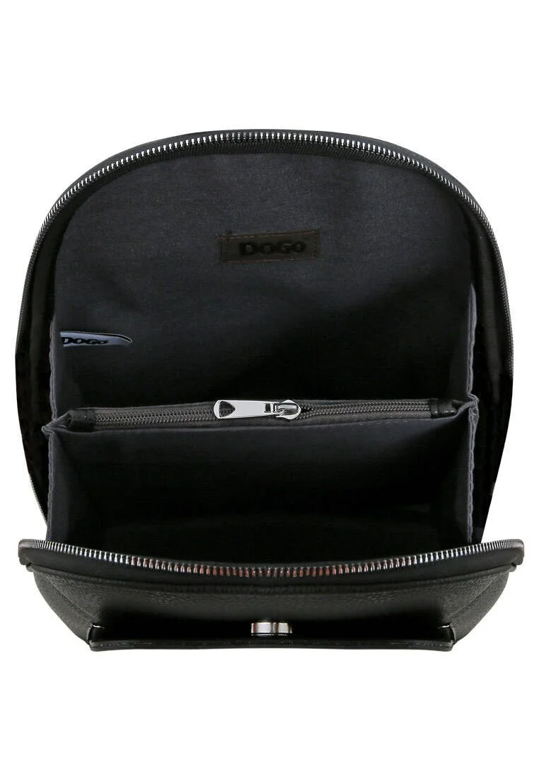 Women Vegan Leather Black Backpack - Abstract Design