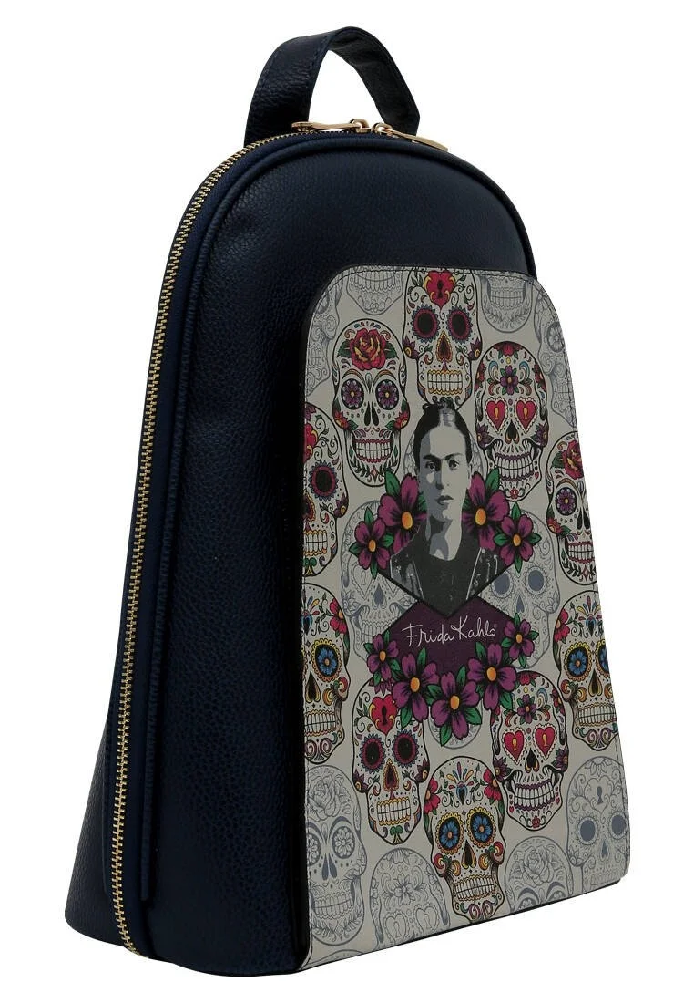 Women Vegan Leather Black Backpack - FKL Frida Kahlo Remembrance OF Frida Design