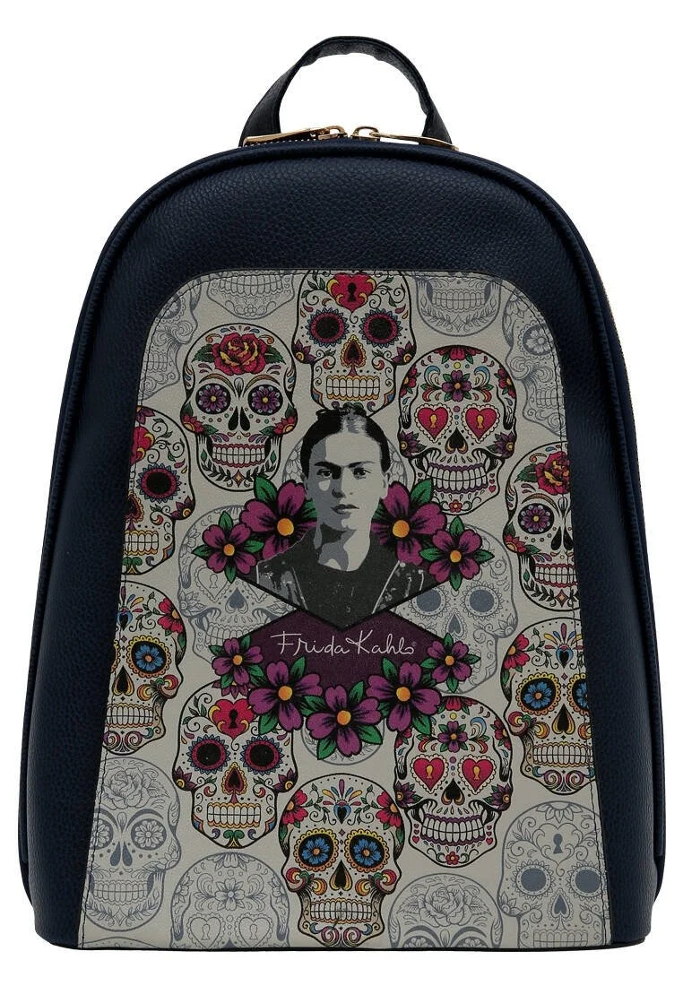 Women Vegan Leather Black Backpack - FKL Frida Kahlo Remembrance OF Frida Design