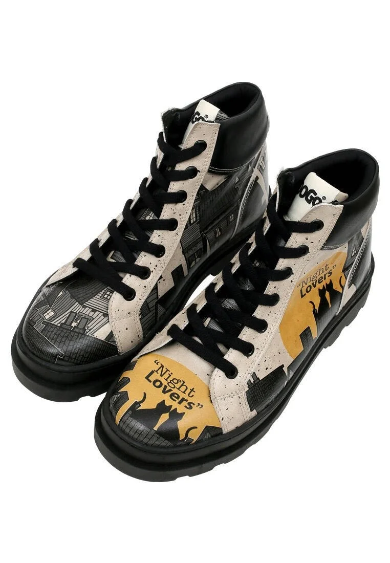 Women Vegan Leather Black Boots - Night Lovers Design