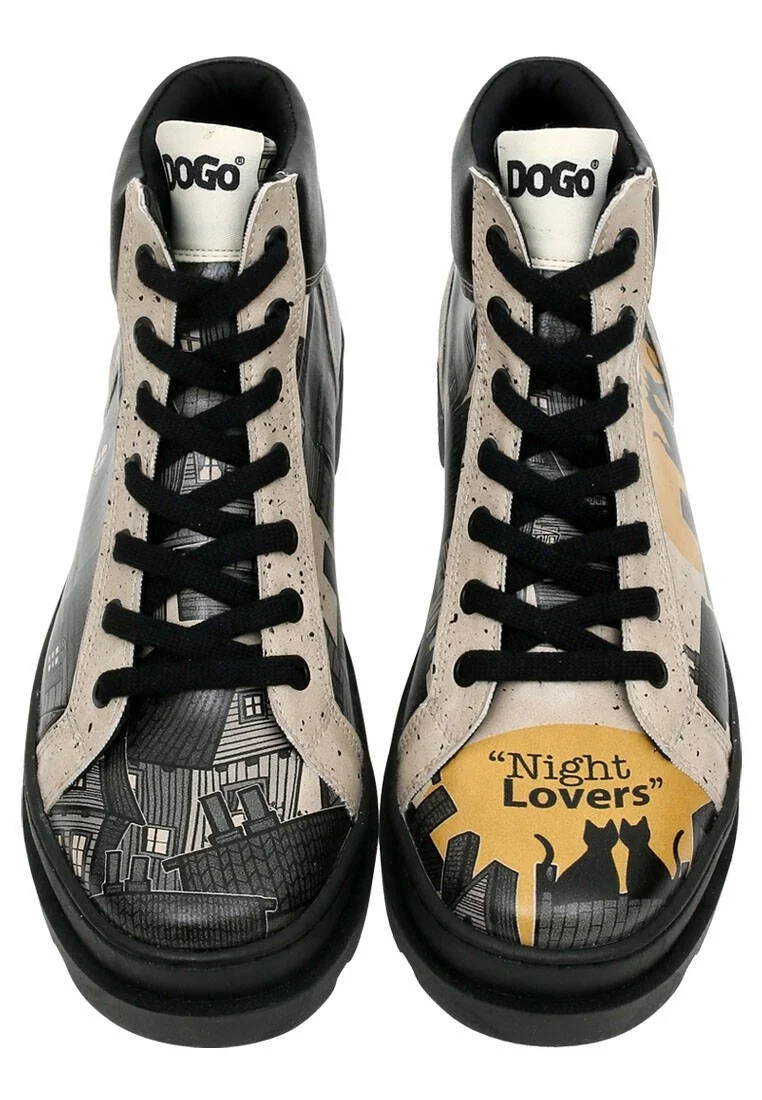 Women Vegan Leather Black Boots - Night Lovers Design