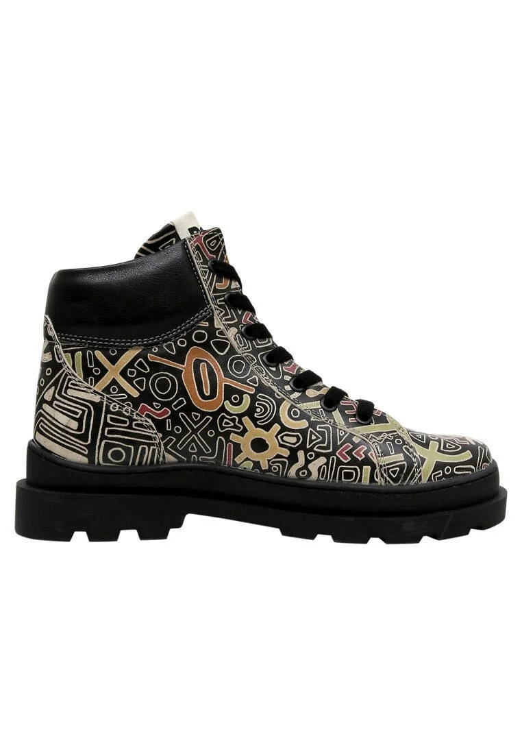 Women Vegan Leather Black Ankle Boots - Good Fortune Black Design