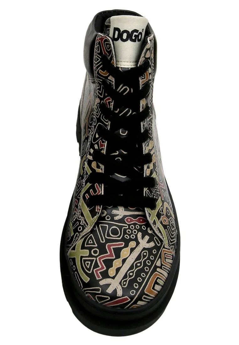 Women Vegan Leather Black Ankle Boots - Good Fortune Black Design