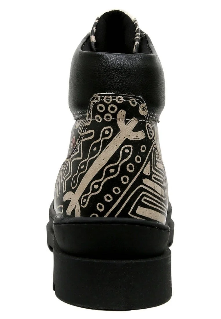 Women Vegan Leather Black Ankle Boots - Good Fortune Black Design