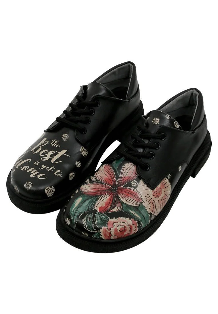 Women Vegan Leather Black Casual Shoes - The Best is Yet to Come Design