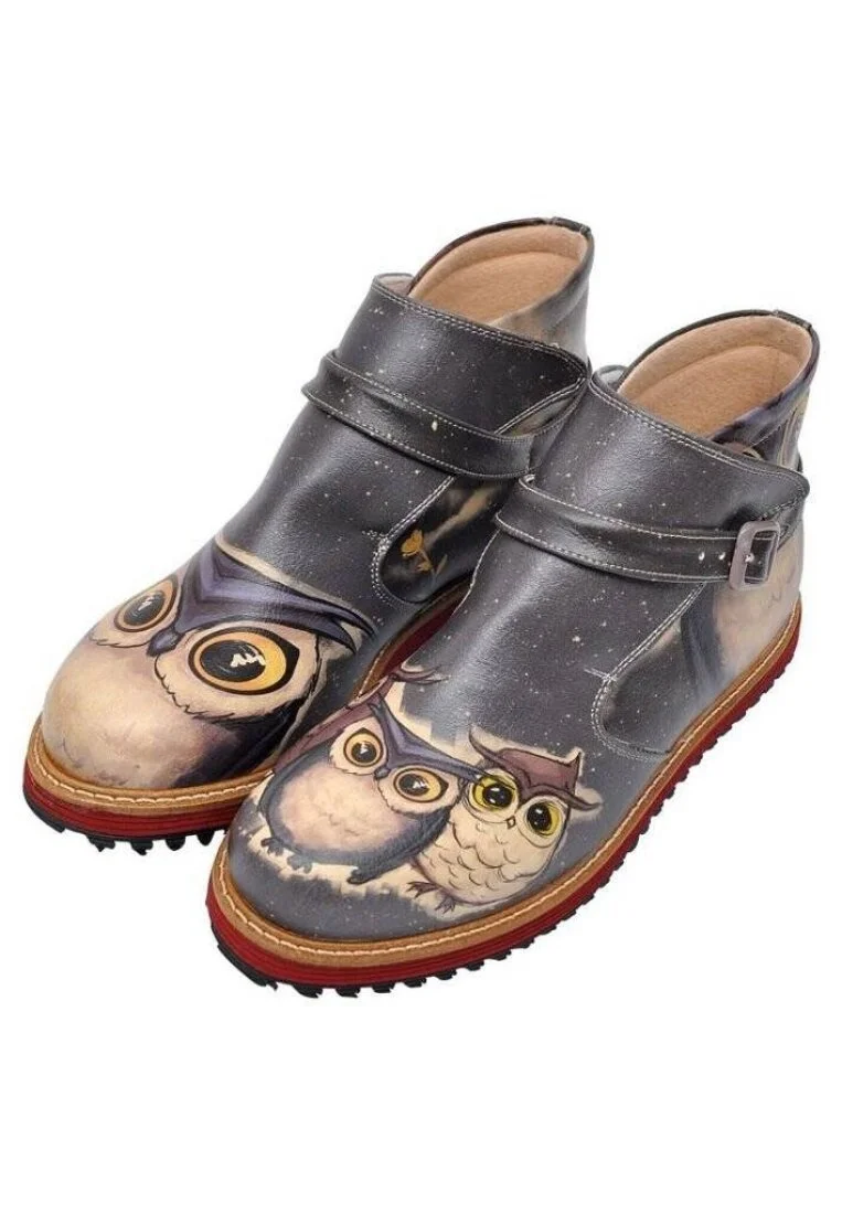 Women Vegan Leather Black Chelsea Boot - Owls Family Design