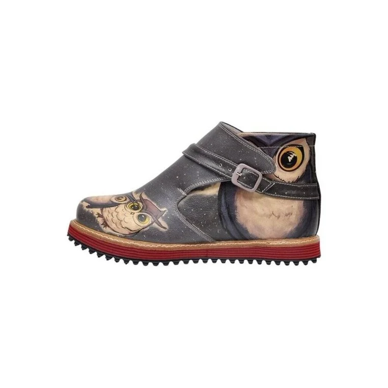 Women Vegan Leather Black Chelsea Boot - Owls Family Design
