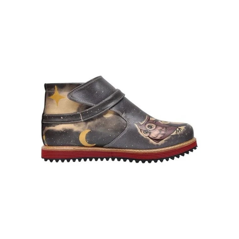 Women Vegan Leather Black Chelsea Boot - Owls Family Design