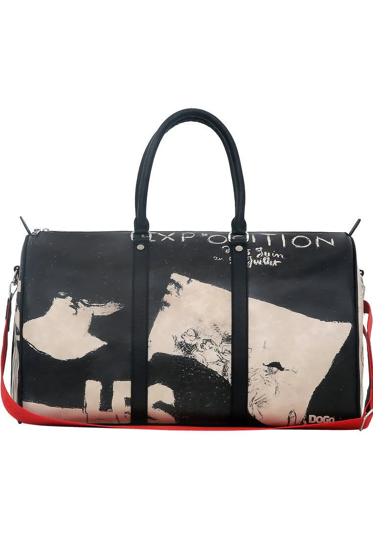 Women Vegan Leather Black Duffle Bag - Les Peintres Design Women Vegan Leather Black Duffle Bag - Les Peintres Design