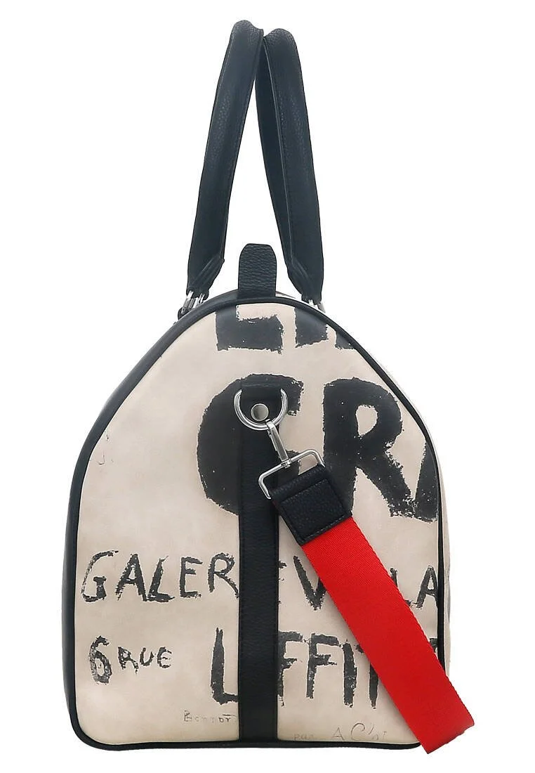 Women Vegan Leather Black Duffle Bag - Les Peintres Design Women Vegan Leather Black Duffle Bag - Les Peintres Design