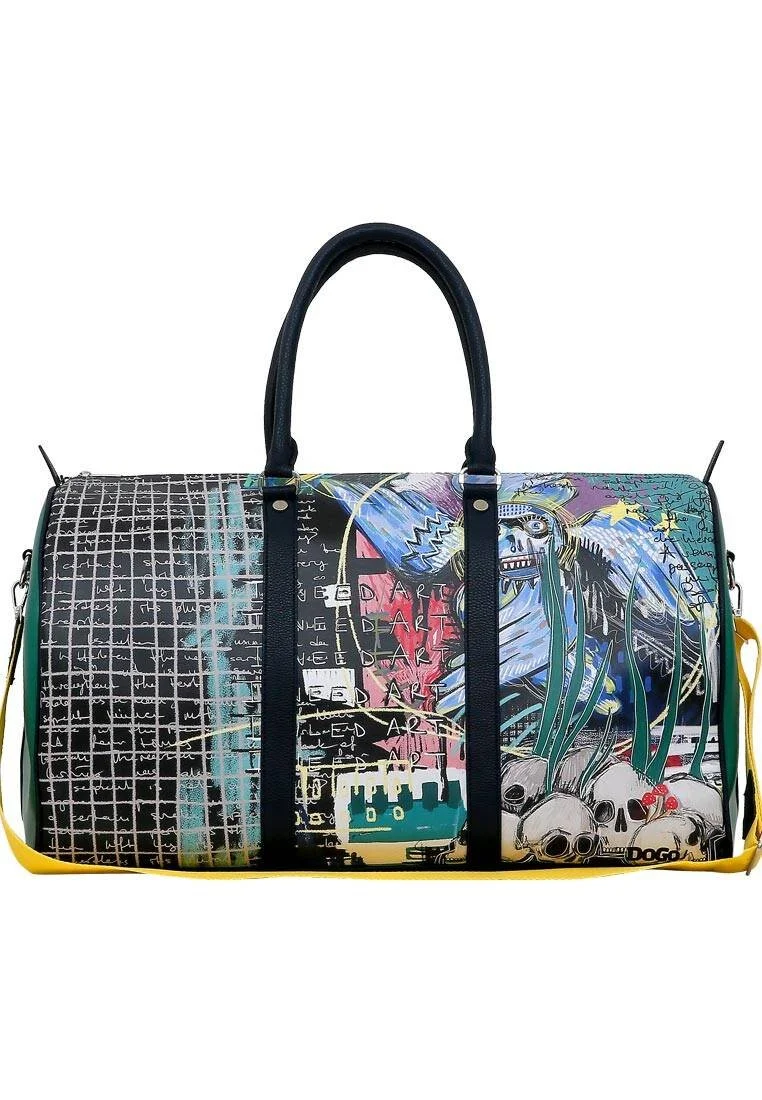 Women Vegan Leather Black Duffle Bag - I Need Art Design Women Vegan Leather Black Duffle Bag - I Need Art Design