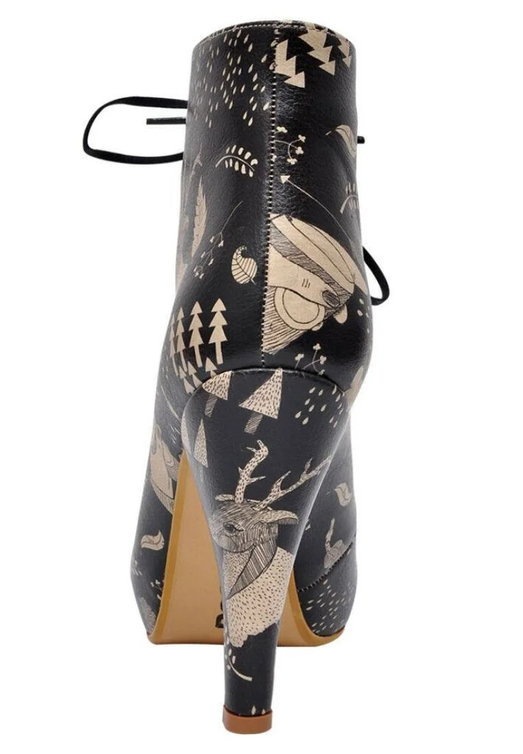 Women Vegan Leather Black High Heel Boots - Over the Summer Design