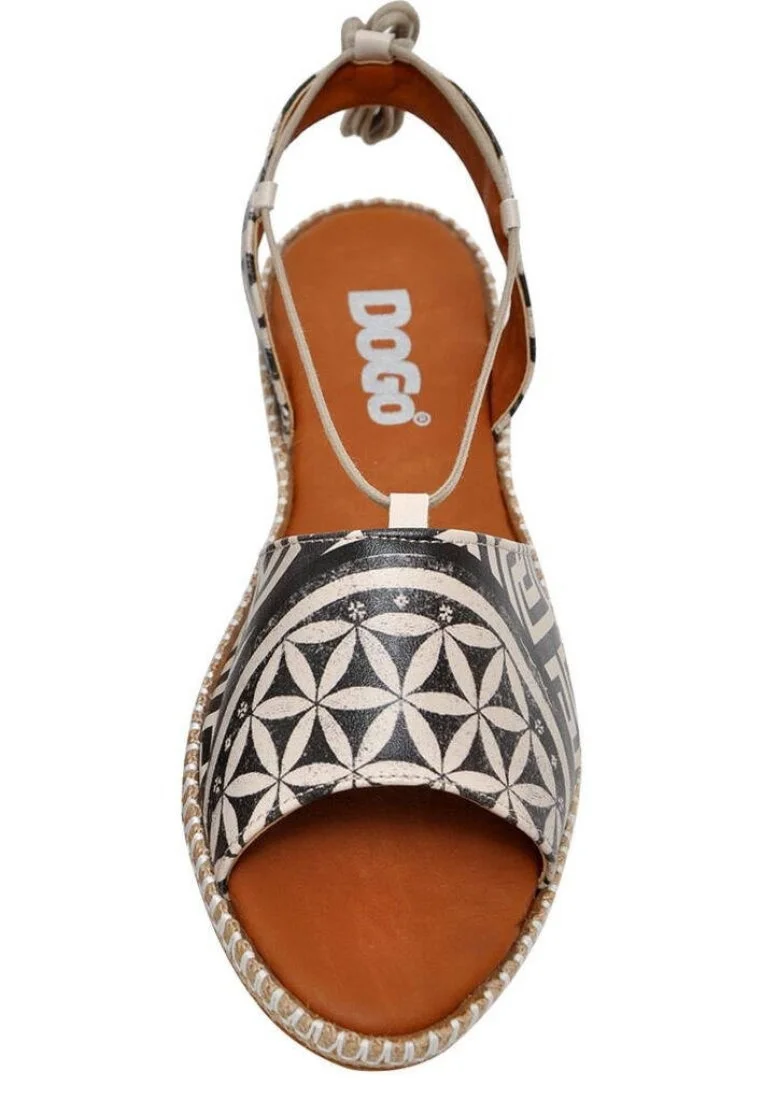 Women Vegan Leather Black Lace Up Sandals - Mosaics Design