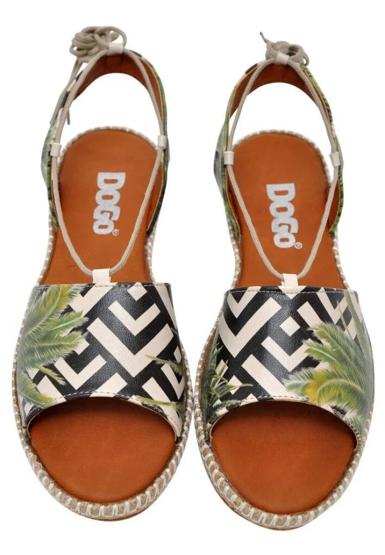 Women Vegan Leather Black Lace Up Sandals - Palm Fiction Design