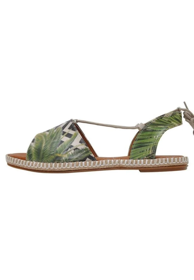 Women Vegan Leather Black Lace Up Sandals - Palm Fiction Design