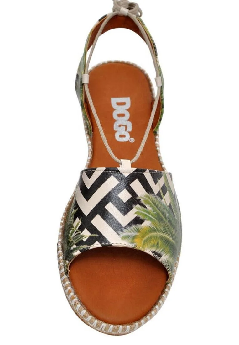 Women Vegan Leather Black Lace Up Sandals - Palm Fiction Design